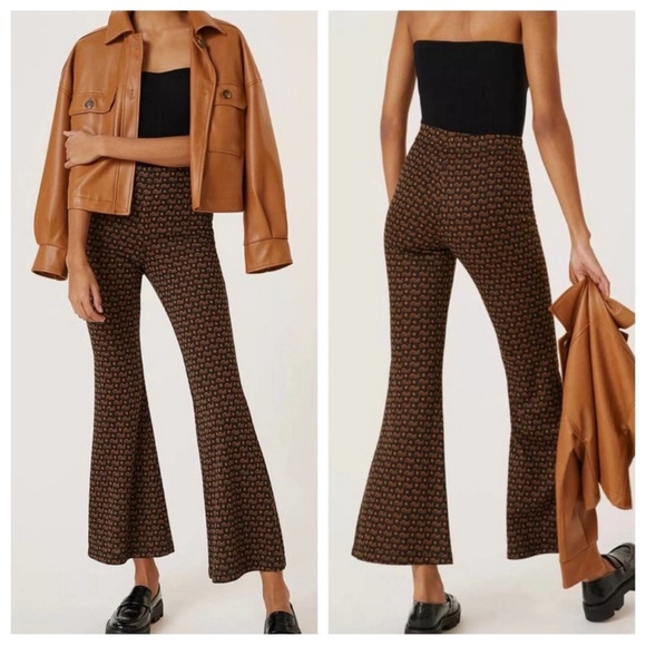 Anthropologie Sabine pull on flare pants size XS brown print NWOT - Picture 5 of 6